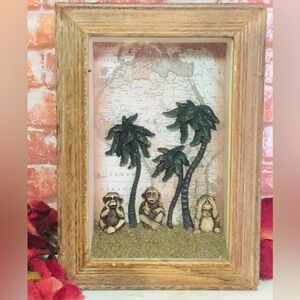 Vintage MCM Tiki See No Evil
Monkey Shadow Box Art